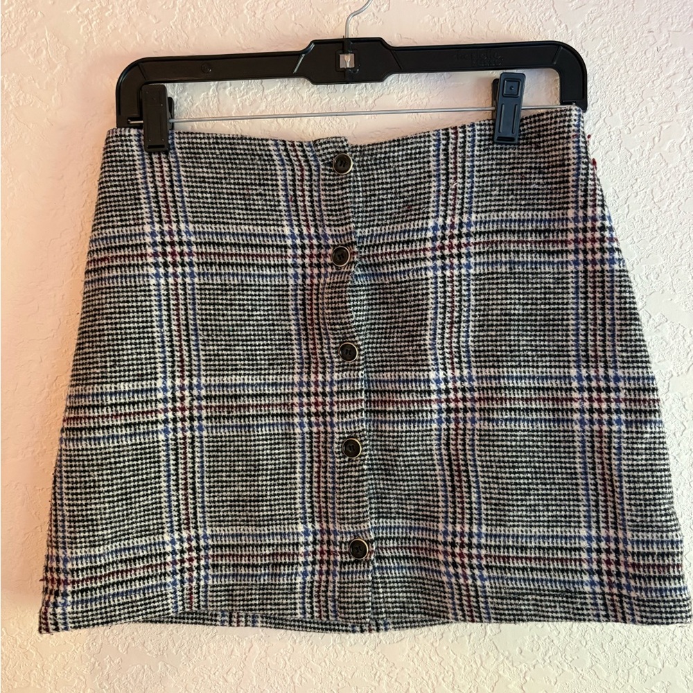 Plaid Button-Front Skirt